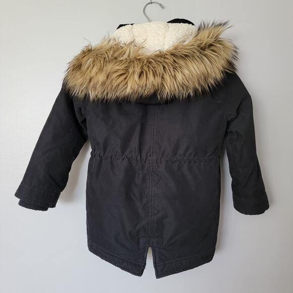 Abercrombie Kids Parka Winter Jacket Coat A&F Sz 5/6 Unisex Black Sherpa Warm - Picture 4 of 10